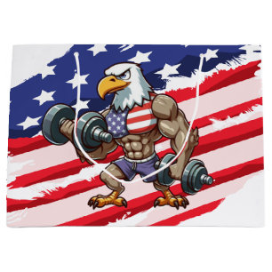 USA/patriotic weightlifting bald eagle Large Gift Bag
