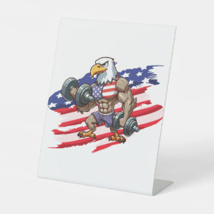 USA/patriotic weightlifting bald eagle Pedestal Sign
