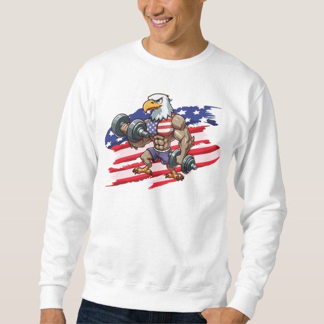 USA/patriotic weightlifting bald eagle Sweatshirt (Front)