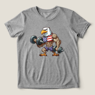 USA/patriotic weightlifting bald eagle Tri-Blend Shirt