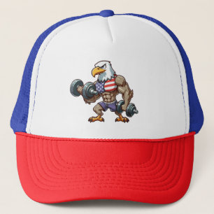 USA/patriotic weightlifting bald eagle Trucker Hat