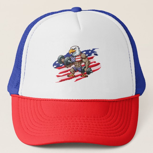 USA/patriotic weightlifting bald eagle Trucker Hat (Front)