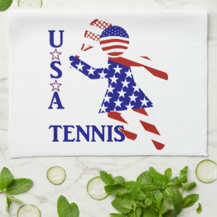 USA Patriotic WOMEN'S TENNIS Tea Towel