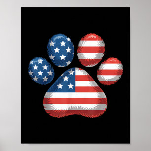 Usa Paw Print American Flag Pet Lovers 4th Of July