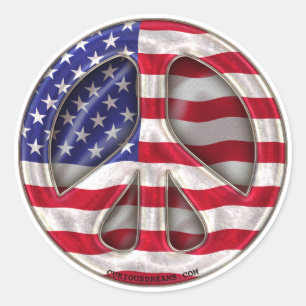 USA Peace Flag Classic Round Sticker