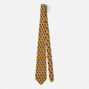 USA Peace Sign Stars And Stripes Gold Tie