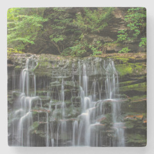 USA, Pennsylvania, Benton. Waterfall In Ricketts Stone Coaster