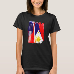 Usa Philippines Flag Half American Half Filipino R T-Shirt