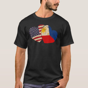 USA Philippines Flag Heart Valentines Day Filipino T-Shirt