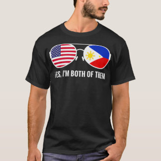 USA Philippines Flag Sunglasses Filipino Americans T-Shirt