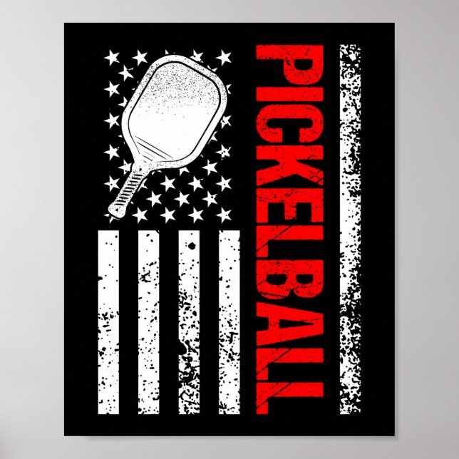 USA Pickleball American Flag Poster (Front)