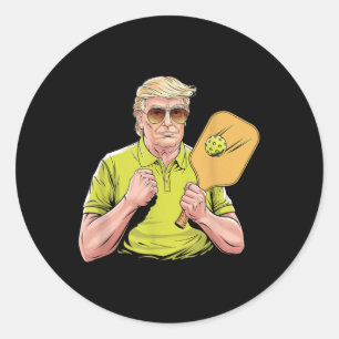 Usa Pickleball Player Patriotic Trump Political &a Classic Round Sticker