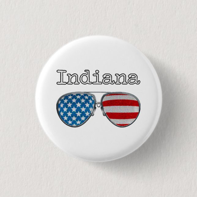 USA PILOT GLASSES INDIANA  3 CM ROUND BADGE (Front)