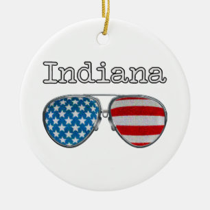 USA PILOT GLASSES INDIANA CERAMIC TREE DECORATION