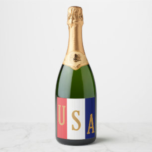 USA Pinstripe Decor Sparkling Wine Label