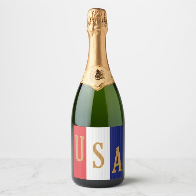 USA Pinstripe Decor Sparkling Wine Label (Front)