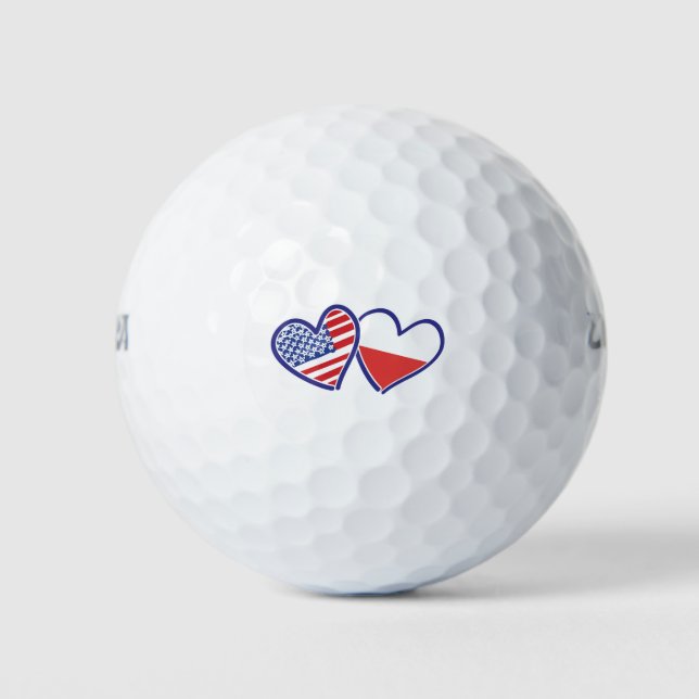 USA-POLISH-FLAG-HEARTS GOLF BALLS (Front)