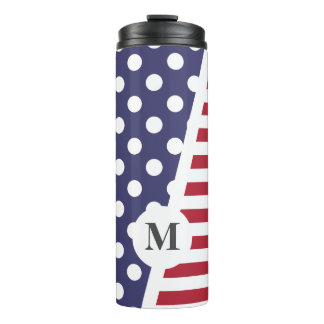 USA Polka Dots and Stripes: Monogram Thermal Tumbler