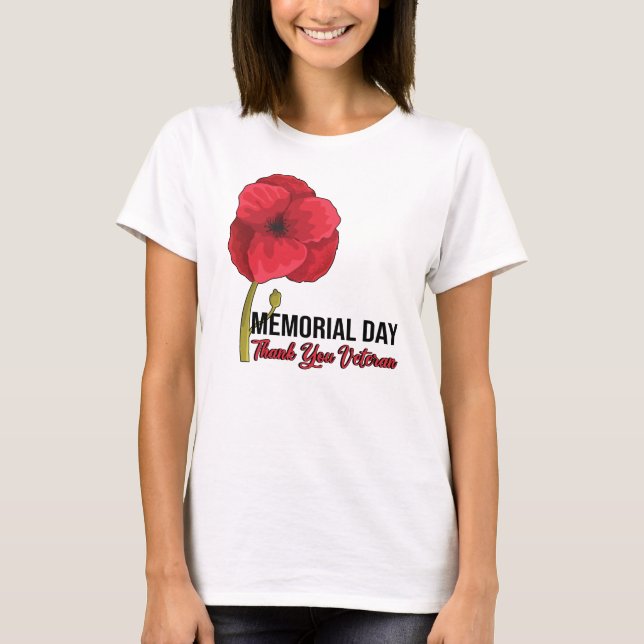 USA Poppy Poppy Memorial Day Veterans Day Pride T-Shirt (Front)