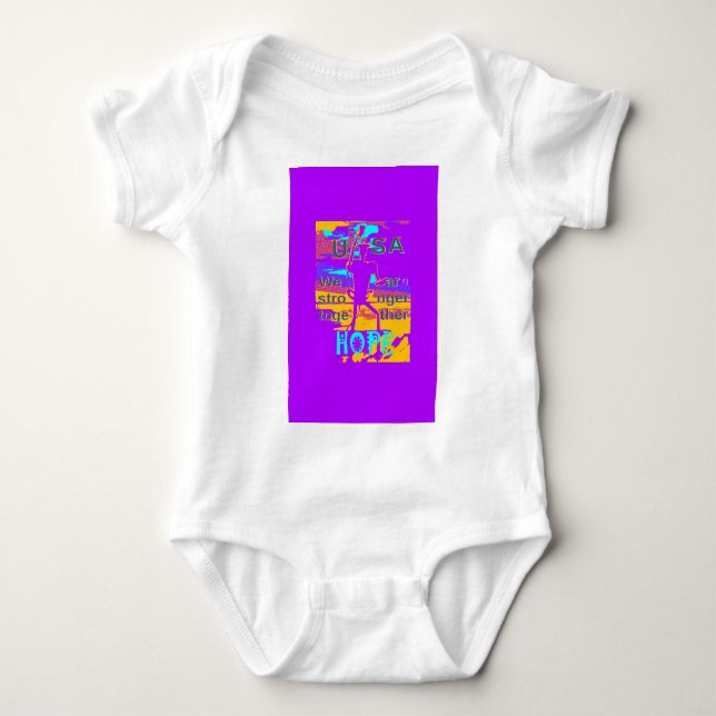 USA Psychedelic Hope: Neon Unity Art Baby Bodysuit (Front)
