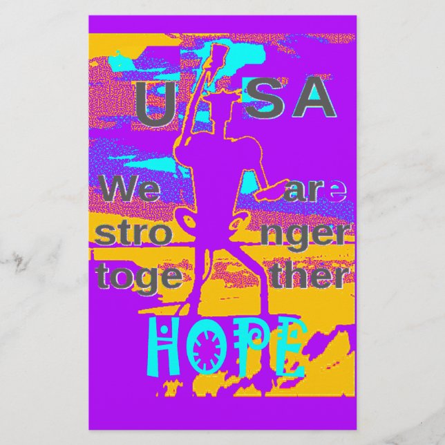 USA Psychedelic Hope: Neon Unity Art Stationery (Front)