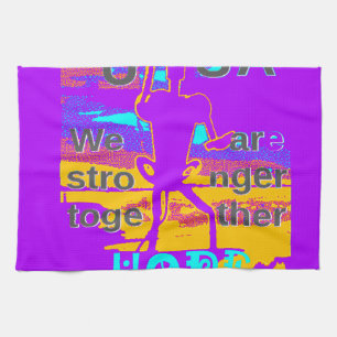 USA Psychedelic Hope: Neon Unity Art Tea Towel