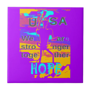 USA Psychedelic Hope: Neon Unity Art Tile