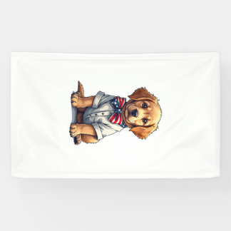 USA Puppy Patriot Golden Retriever Vintage Tee 2 Banner