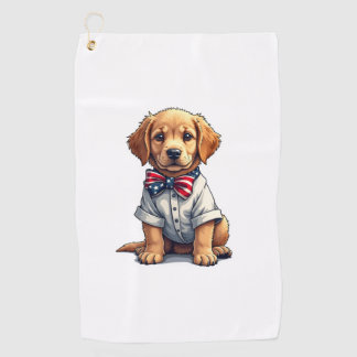 USA Puppy Patriot Golden Retriever Vintage Tee 2 Golf Towel