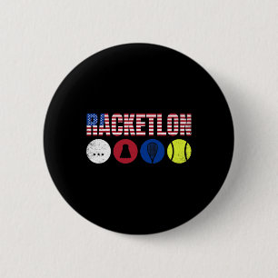 Usa Racketlon - Table Tennis Badminton Squash Tenn 6 Cm Round Badge