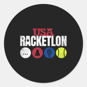 Usa Racketlon - Table Tennis Badminton Squash Tenn Classic Round Sticker