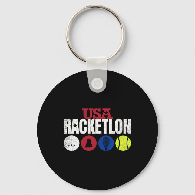 Usa Racketlon - Table Tennis Badminton Squash Tenn Key Ring (Front)