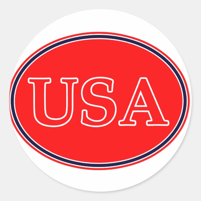 USA Red White and Blue 3 The MUSEUM Zazzle Gifts Classic Round Sticker (Front)