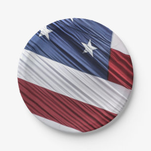 USA Red, White and Blue American Patriotic Flag Paper Plate