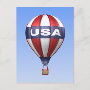 USA Red White and Blue Balloon Postcard