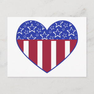 USA Red White and Blue Heart Postcard