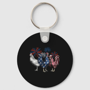 Usa Red White And Blue Retro 4th Of July American  Key Ring