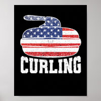 USA Red White Blue American Flag Curling
