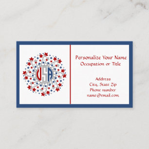 USA Red White Blue Fireworks Patriotic American Business Card
