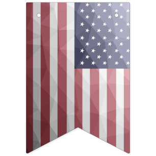USA Red White Blue Geometric Mesh Pattern Bunting
