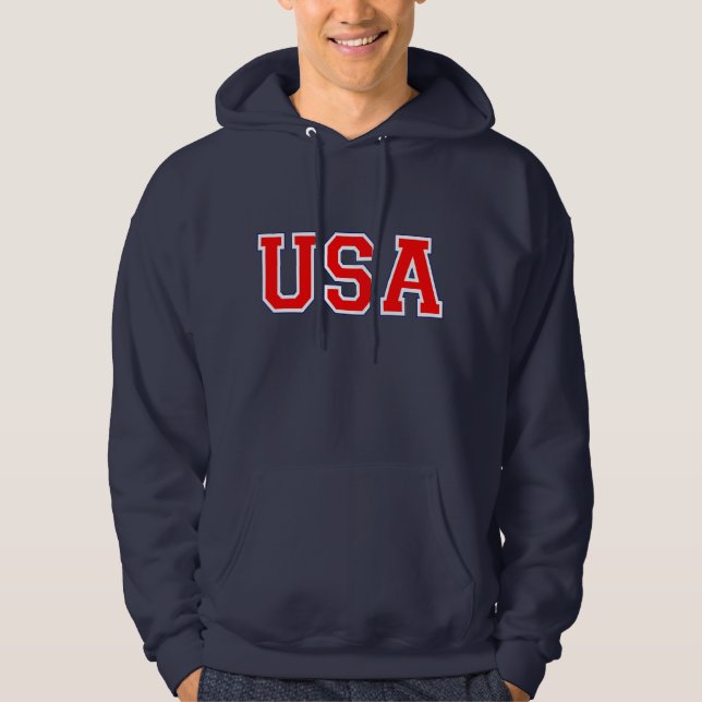 USA Red White & Blue Hooded Sweatshirt (Front)