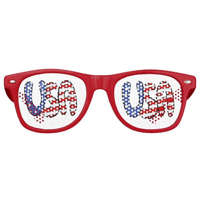 USA Red, White, Blue Retro Sunglasses (Front)