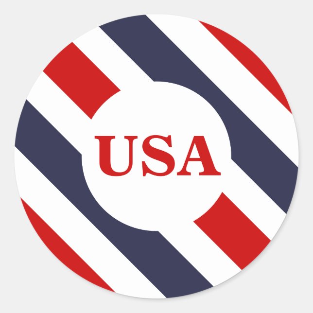 USA Red White Blue Round Stickers (Front)