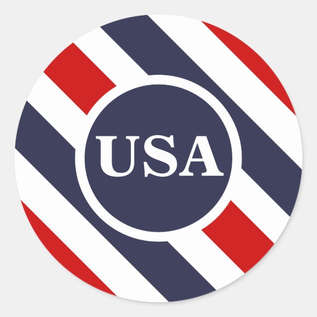 USA Red White Blue Round Stickers (Front)