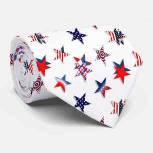 USA Red White Blue Stars Necktie
