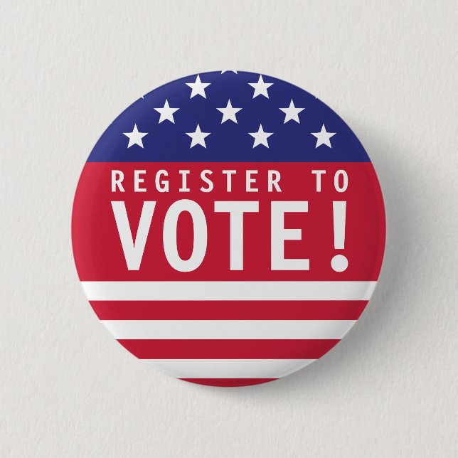 USA Register to Vote 6 Cm Round Badge (Front)