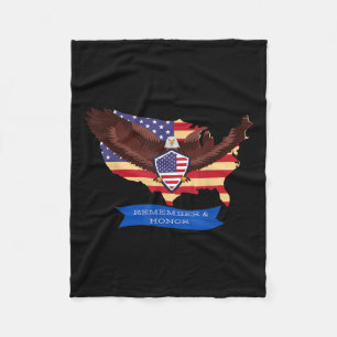 Usa Remember And Honour Fallen Military Memorial Fleece Blanket