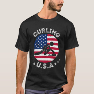 Usa Retro Curling Team Support Usa Mixed Doubles C T-Shirt