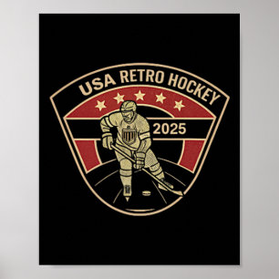 Usa Retro Hockey 2025 Shows Clic American Pion Poster