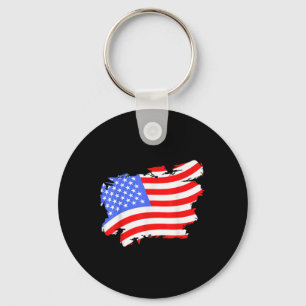 Usa Retro Vintage Distressed Flag For Patriotic Key Ring